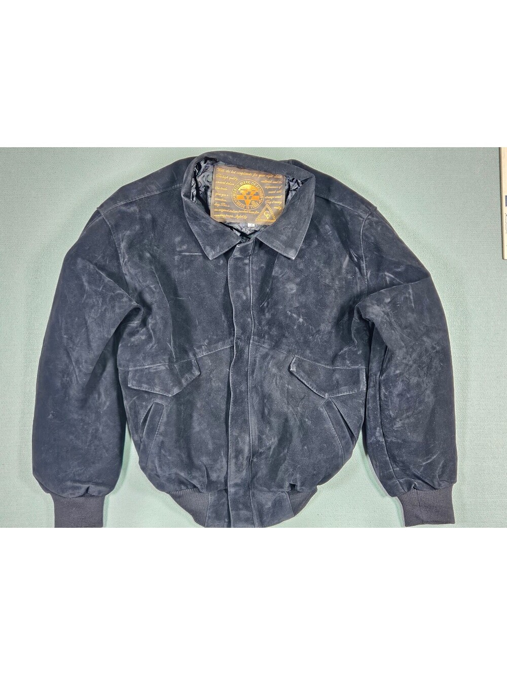 World Mark Of Fashion Mens Black Faux Suede Bomber Jacket S